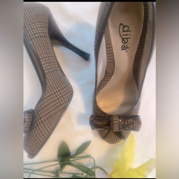 Diba classic peep-toe plaid heels with bow-detail! - Picture 4 of 15